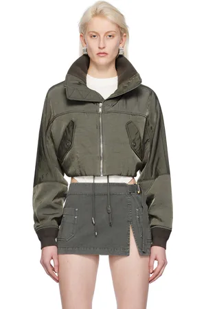 DION LEE Khaki Crop Bomber Jacket