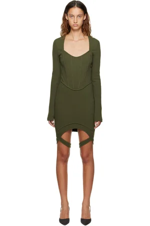 DION LEE Green Fin Corset Minidress