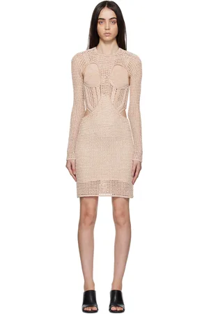DION LEE Off-White & Beige Stirrup Mini Dress