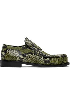 DRIES VAN NOTEN Green Leather Loafers