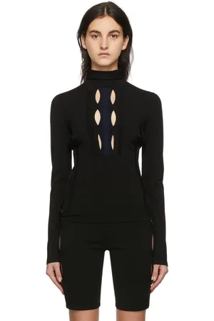 DION LEE Black & Navy Double Hosiery Turtleneck