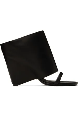 Courrèges Black Oblique Wedged Leather Mules