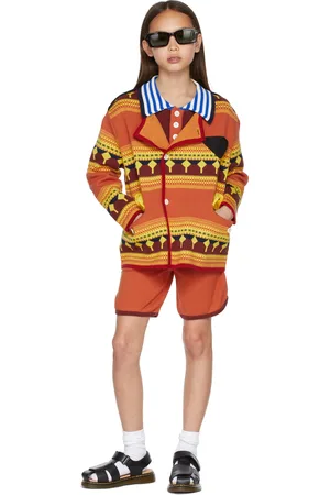 Ligne Noire Kids Orange & Jacquard Cardigan