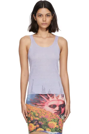 Acne Studios Purple Linen Rib Knit Tank Top