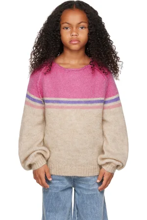 Longlivethequeen Kids Beige & Pink Striped Sweater