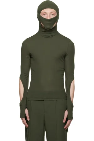 DION LEE Green Interlock Mask Long Sleeve Turtleneck