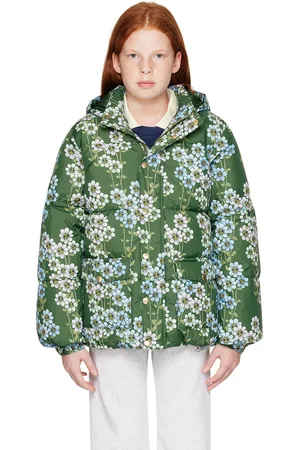 Mini Rodini Kids Green Daisys Puffer Jacket