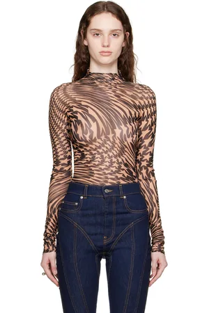 MUGLER Beige & Black Star Turtleneck