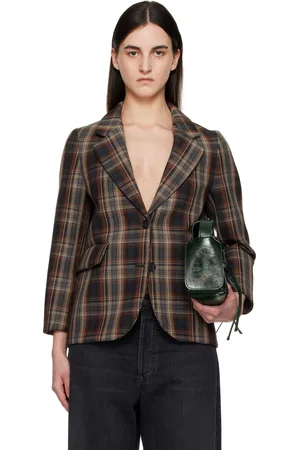Acne Studios Brown Check Bonded Blazer