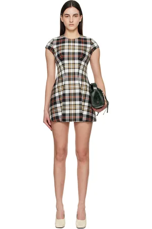 Acne Studios Gray & White Check Minidress