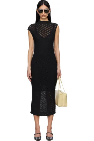 Calvin Klein Black Textured Viscose Maxi Dress