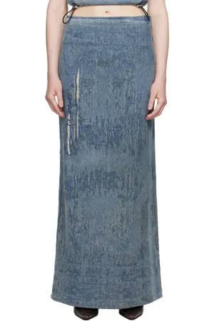 Diesel Blue De-Megan-Fsg Denim Maxi Skirt