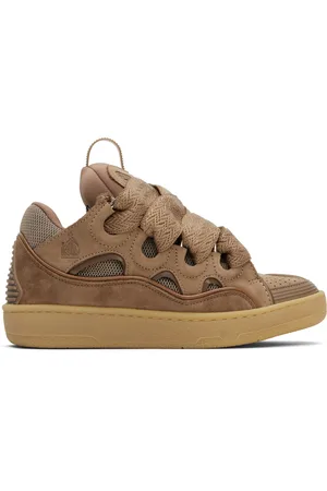 Lanvin SSENSE Exclusive Brown Leather Curb Sneakers