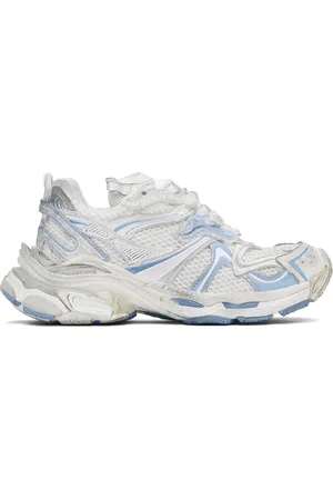 Balenciaga White & Blue Runner 2.0 Sneakers