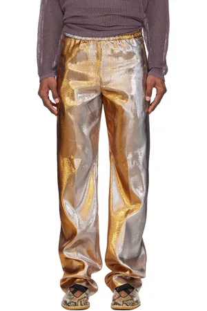 DRIES VAN NOTEN Gold Lamé Trousers