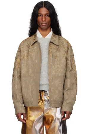 DRIES VAN NOTEN Taupe Embroidered Detail Jacket