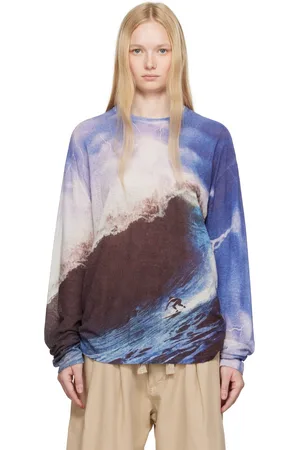 ERL Purple & Brown Wave Print Knit Sweater