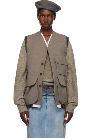 Maison Margiela Brown Sleeveless Wool Vest
