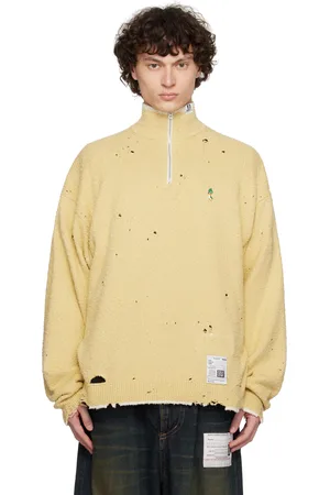 Maison Mihara Yasuhiro Distressed Knit Half Zip Sweater
