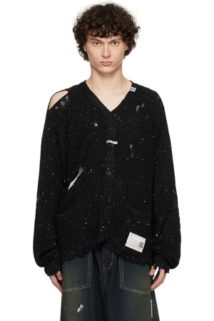 Maison Mihara Yasuhiro Black Distressed Spangle Knit Cardigan