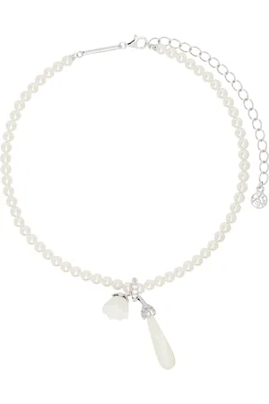 Shushu/Tong SSENSE Exclusive Bridal Capsule YVMIN Edition Ceramic Rose Faux-Pearl Necklace