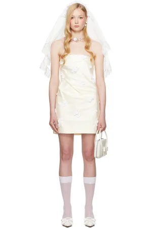 Shushu/Tong SSENSE Exclusive Bridal Capsule Bow Pintuck Pleated Minidress