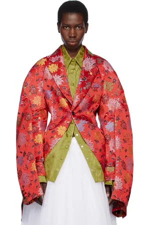 Comme des Garçons Red Jacquard Blazer