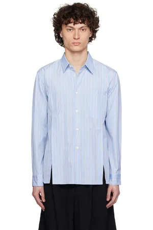 Comme des Garçons Blue Cotton Broad Stripe Shirt