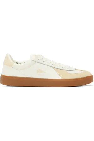 Lacoste Off-White & Beige Baseshot Pro Leather Sneakers