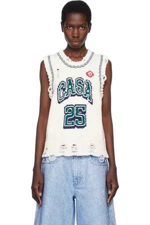 Casablanca Off- Intarsia Baseball Tank Top