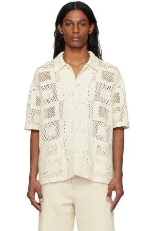 Solid Off-White Open-Knit Shirt