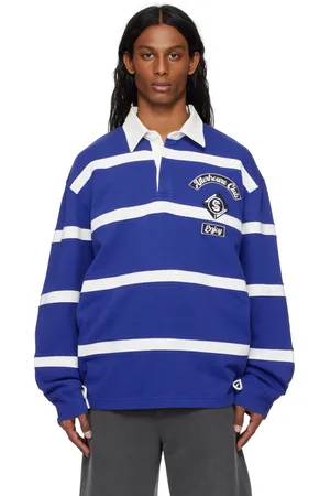 Solid Navy & White Solid Applique Rugby Polo