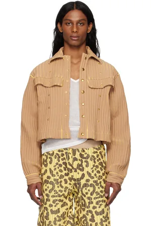 Stanley Beige & Yellow Ribbed Cropped Work Jacket