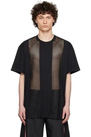 Comme des Garçons Black Polyester Piqué x Mesh T-shirt