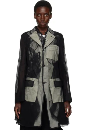 Comme des Garçons Black Nylon Tulle & Cotton Cloth Blazer