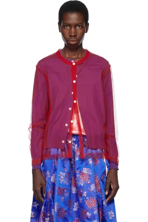 Comme des Garçons Purple & Red Worsted Wool x Nylon Tulle Cardigan