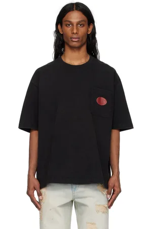 Solid Gray Leather Patch Pocket T-shirt