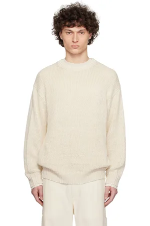YLÈVE Off-White European Linen Silk Basque Knit Sweater