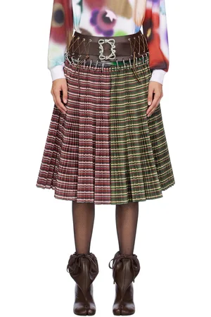 Chopova Lowena Red & Green June Knee Carabiner Midi Skirt