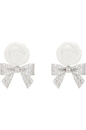 Shushu/Tong Silver & YVMIN Edition Ceramics Rose Pave Bowknot Earrings