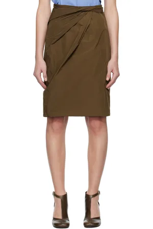 Bally Brown Drape Midi Skirt