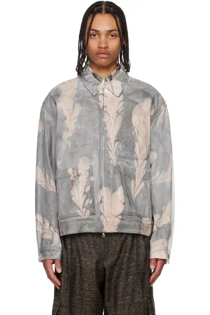DRIES VAN NOTEN Gray & White Printed Jacket