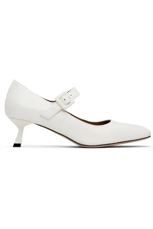 Shushu/Tong White Square-Toe Mid Heels
