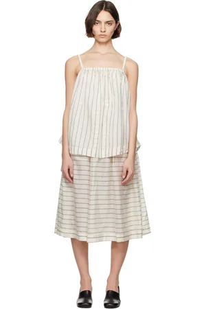 CASEY CASEY Off-White Fifi Double Midi Dress