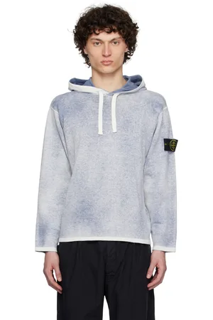 Stone Island Gray & Blue Raw Hand Light Reversible Hoodie