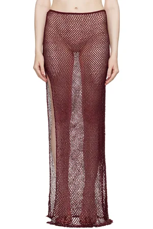 Mirror Palais Burgundy Crochet Tunic Maxi Skirt
