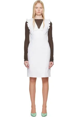 Shushu/Tong White Lace Flare Sleeve Midi Dress