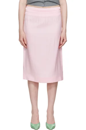 Shushu/Tong Pink Waist Lace Midi Skirt