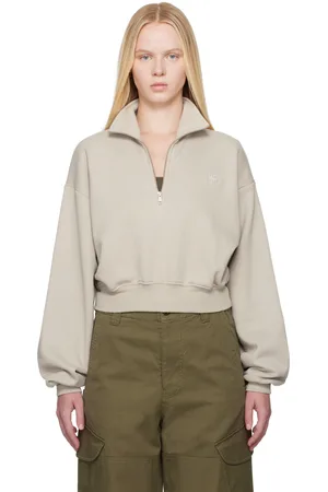 ÉTERNE Gray Cropped Half-Zip Sweatshirt