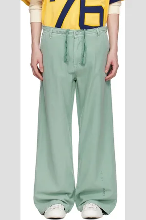 ERL Green Distressed Chino Woven Trousers